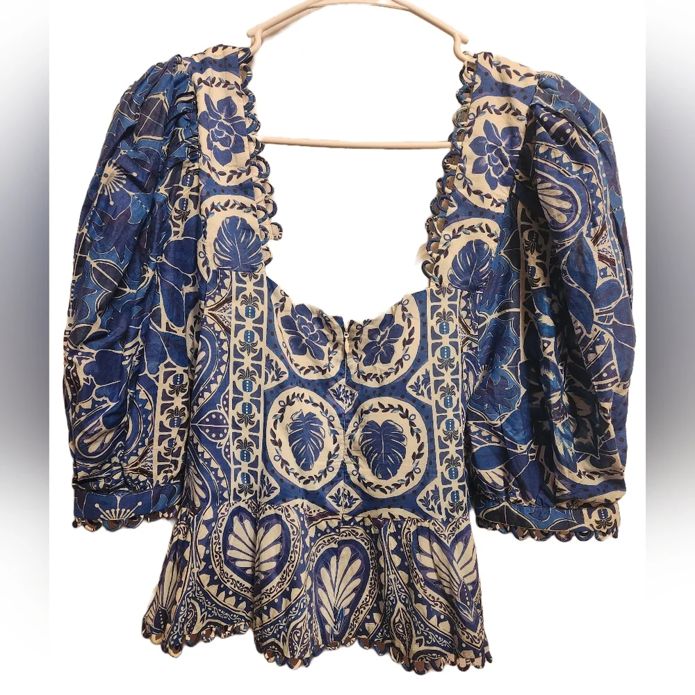 Farm Rio blue tropical print top - Picture 3 of 9